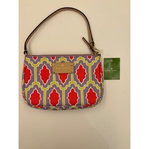 Kate Spade Cabana Tile Linet Crocus Orange Wristlet